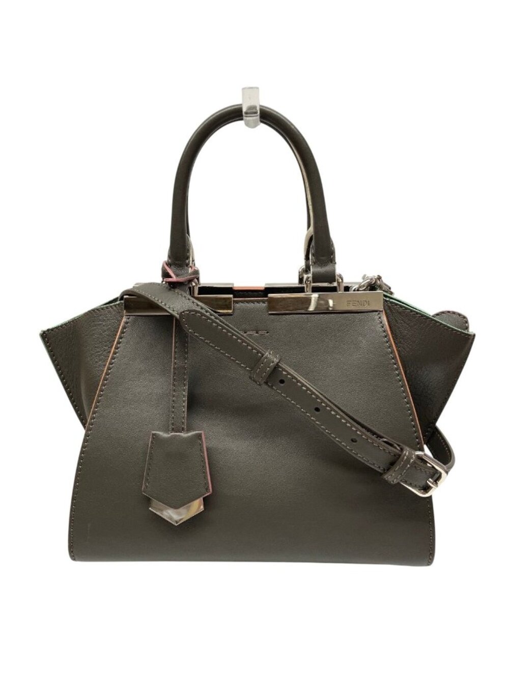 Fendi Handbag Leather Gray